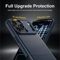 iPhone 18 Pro Harjattu TPU Suojakuori - Hiilikuitu - sininen