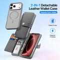 iPhone 18 Pro Dux Ducis Lawa Lompakko Nahkakotelo magneettikannella - Harmaa