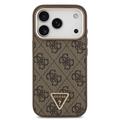 iPhone 18 Pro Guess 4G Strass Triangle Logo Gold Frame MagSafe-kotelo - ruskea