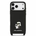 iPhone 18 Pro Karl Lagerfeld Saffiano Crossbody Metal Karl & Choupette Kotelo - Musta