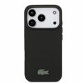 iPhone 18 Pro Lacoste Iconic Petit Pique Metal Logo -kotelo - MagSafe-yhteensopiva - musta