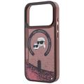 iPhone 18 Pro Max/17 Pro Max Karl Lagerfeld Liquid Glitter Karl & Choupette Heads MagSafe-suojakotelo - Burgundi