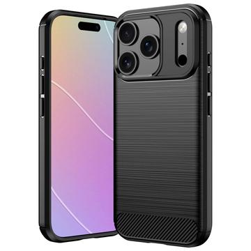 iPhone 18 Pro Max Harjattu TPU Suojakuori - Hiilikuitu - Musta