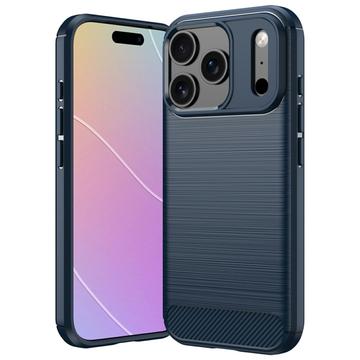 iPhone 18 Pro Max Harjattu TPU Suojakuori - Hiilikuitu - sininen