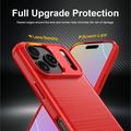 iPhone 18 Pro Max Harjattu TPU Suojakuori - Hiilikuitu - punainen