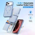 iPhone 18 Pro Max Dux Ducis Lawa lompakko nahkakotelo magneettikannella - Vauvan sininen