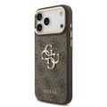 iPhone 18 Pro Max Guess 4G Metal Logo Gold Frame Kotelo - ruskea