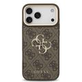 iPhone 18 Pro Max Guess 4G Metal Logo Gold Frame Kotelo - ruskea