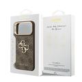 iPhone 18 Pro Max Guess 4G Metal Logo Gold Frame Kotelo - ruskea
