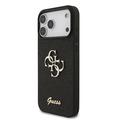 iPhone 18 Pro Max Guess Fixed Glitter 4G Metal Logo Kotelo - Musta