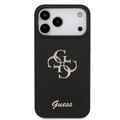 iPhone 18 Pro Max Guess Fixed Glitter 4G Metal Logo Kotelo - Musta