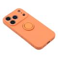 iPhone 18 Pro Max Nestemäinen silikonikuori sormuspidikkeellä ja rannehihnalla - oranssi