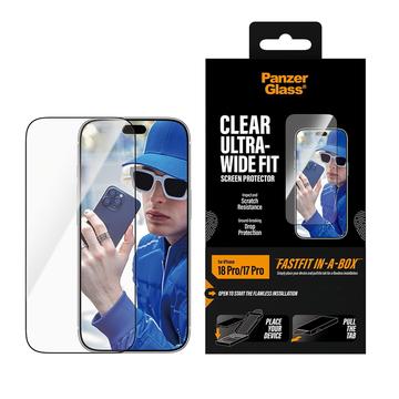 iPhone 17 Pro/18 Pro PanzerGlass Ultra-Wide Fit ja FastFit In-A-Box Panssarilasi - 9H - Kirkas