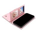 iPhone 7/8/SE (2020)/SE (2022) Esseble -lompakkokotelo vetoketjulla ja rannehihnalla - vaaleanpunainen