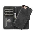 iPhone 7/8/SE (2020)/SE (2022) Vintage 2-in-1 -lompakkokotelo irrotettavalla kannella - musta