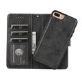 iPhone 7 Plus/8 Plus Vintage 2-in-1 -lompakkokotelo irrotettavalla kannella - musta