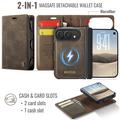 iPhone Duo Caseme C49 2-in-1 irrotettava lompakkokotelo - MagSafe-yhteensopiva, RFID - Kahvi