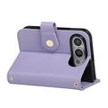 iPhone Duo Luxury tikattu lompakkokotelo - violetti
