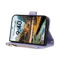 iPhone Duo Luxury tikattu lompakkokotelo - violetti