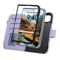 iPhone Duo Luxury tikattu lompakkokotelo - violetti