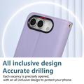 iPhone Duo Luxury tikattu lompakkokotelo - violetti