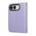 iPhone Duo Luxury tikattu lompakkokotelo - violetti