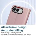 iPhone Duo Luxury tikattu lompakkokotelo - ruusukultainen