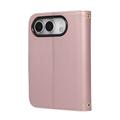 iPhone Duo Luxury tikattu lompakkokotelo - ruusukultainen
