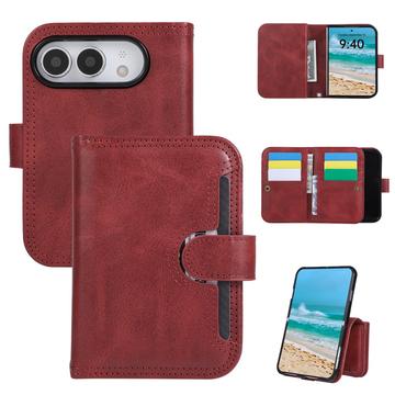 iPhone Duo -lompakkokotelo, jossa on 8 korttipaikkaa ja rannehihna - punainen