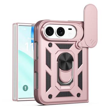 iPhone Fold Pyörivä Rengashybridikotelo Kamerasuojalla - Ruusukulta
