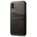 iPhone X/XS KSQ Päällystetty Muovikotelo Korttitaskuilla - Musta