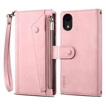 iPhone XR Esseble -vetoketjullinen lompakkokotelo rannekkeella - vaaleanpunainen